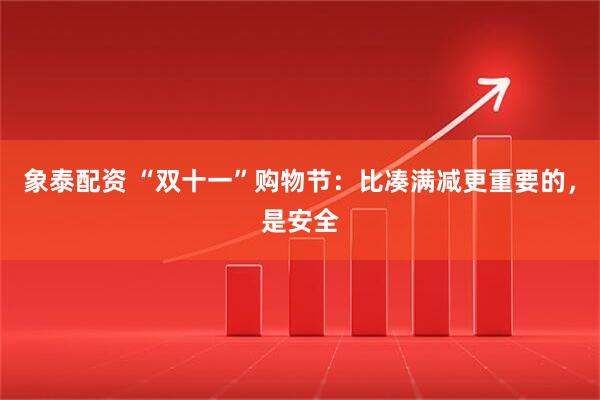 象泰配资 “双十一”购物节：比凑满减更重要的，是安全