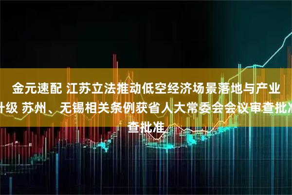 金元速配 江苏立法推动低空经济场景落地与产业升级 苏州、无锡相关条例获省人大常委会会议审查批准